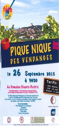 Pique Nique Des Vendanges. Le samedi 26 septembre 2015 à Châteauneuf-du-Pape. Vaucluse.  09H30